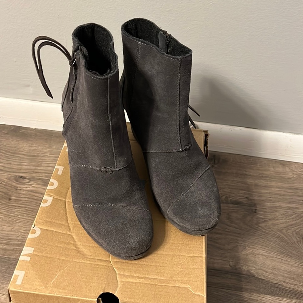Womens Toms Desert Wedge High Dark Grey 7.5